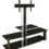 Mount-It! MI-869 TV Stand with Mount, Entertainment Center for Flat Screen TVs Between 32 to 60 Inch, 3 Glass Shelves and Aluminum Columns, VESA Compatible TV Mount, Black/Silver